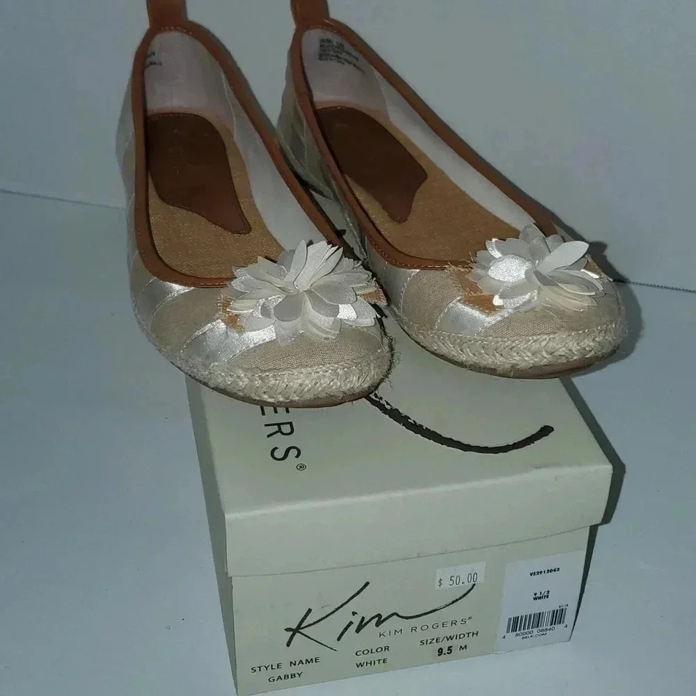 Kim Rogers Gabby White Stripe Flats Size 9.5